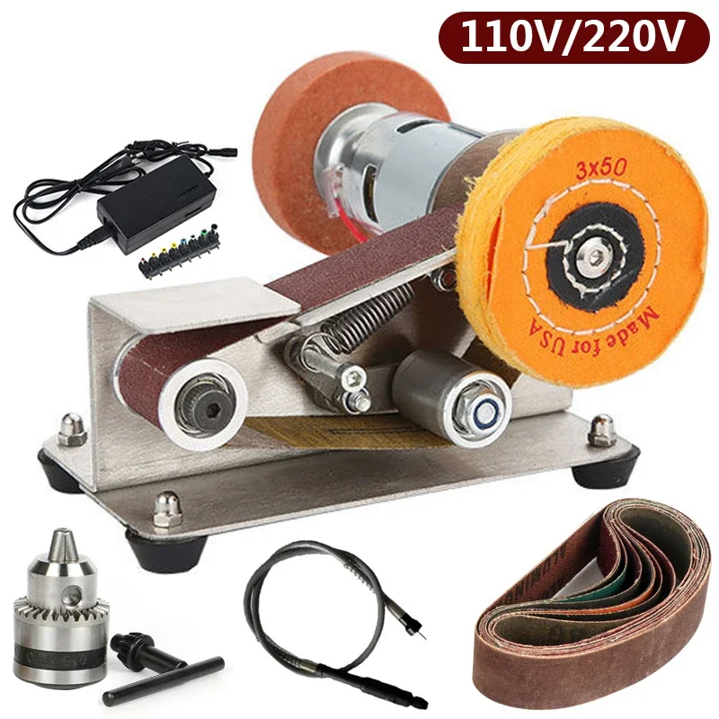 Woodworking Essential Tools - Multifunctionele roestvrijstalen mini-schuurbandmachine Vaste hoek polijstmachine