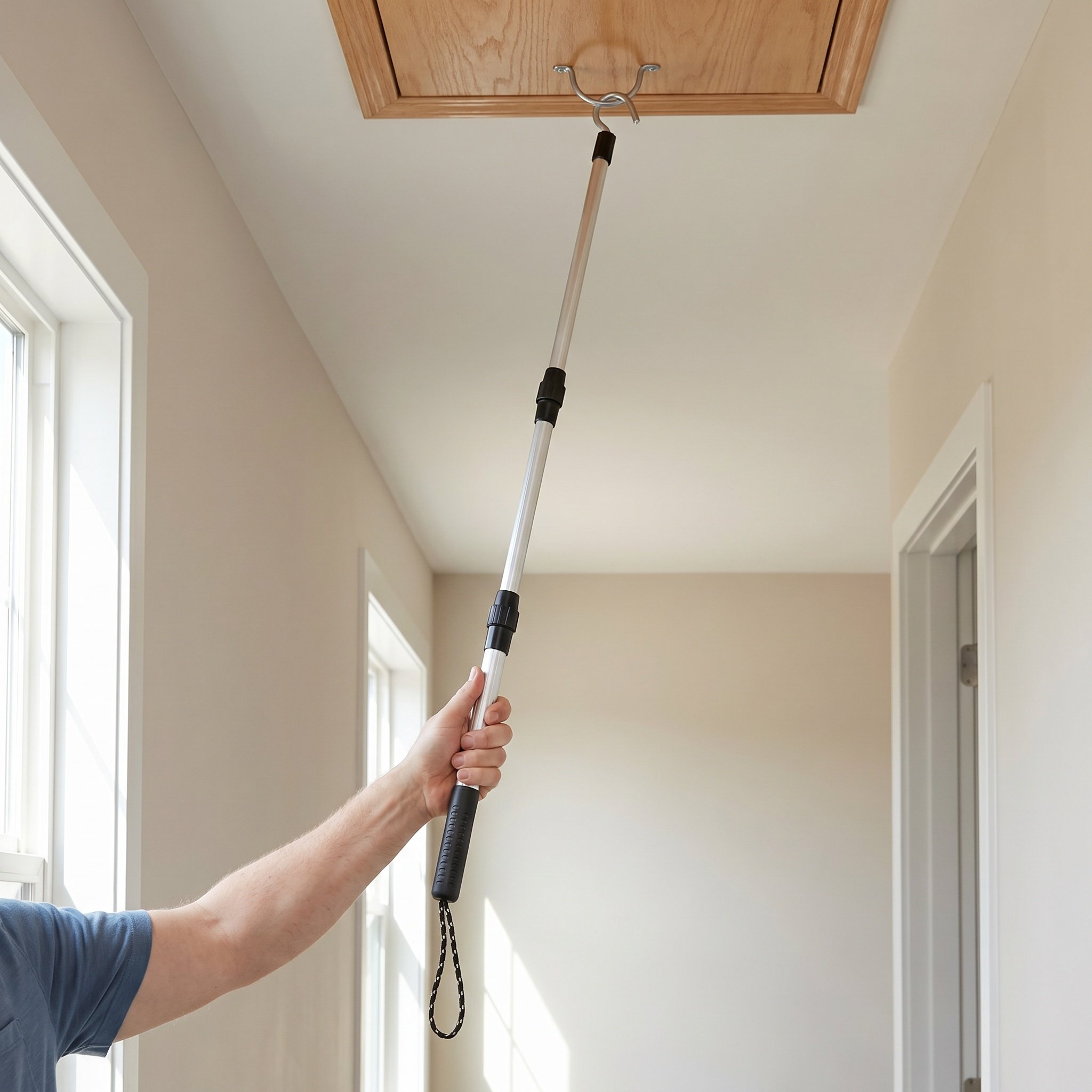 Woodworking Lofts - Multifunctioneel zolderladder-treksysteem met telescopische stok en